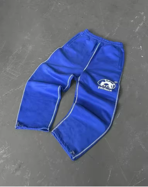 Casual Baggy Blue Sweatpants Y2K