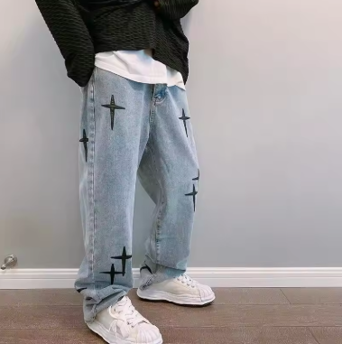 Star Print Baggy Jeans/Cargo Pants Streetwear